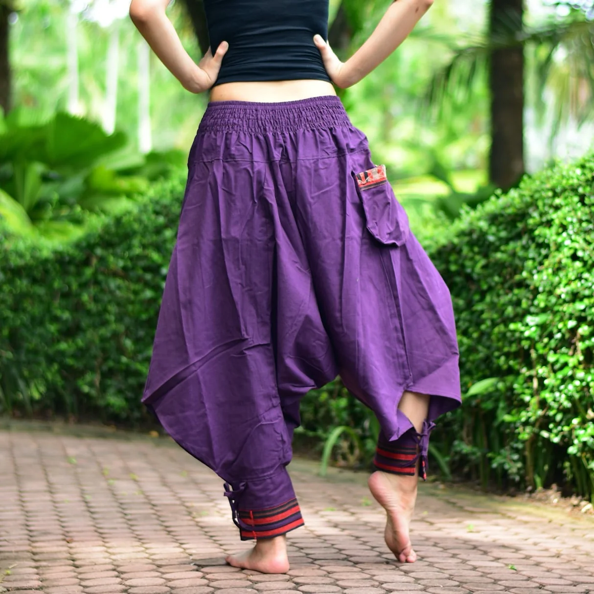 Goa Hose lila mit Hilltribe-Applikation – Bild 2